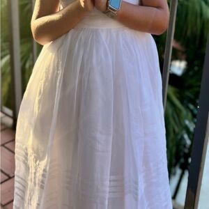 Chic White Sleeveless Dress - First Communion